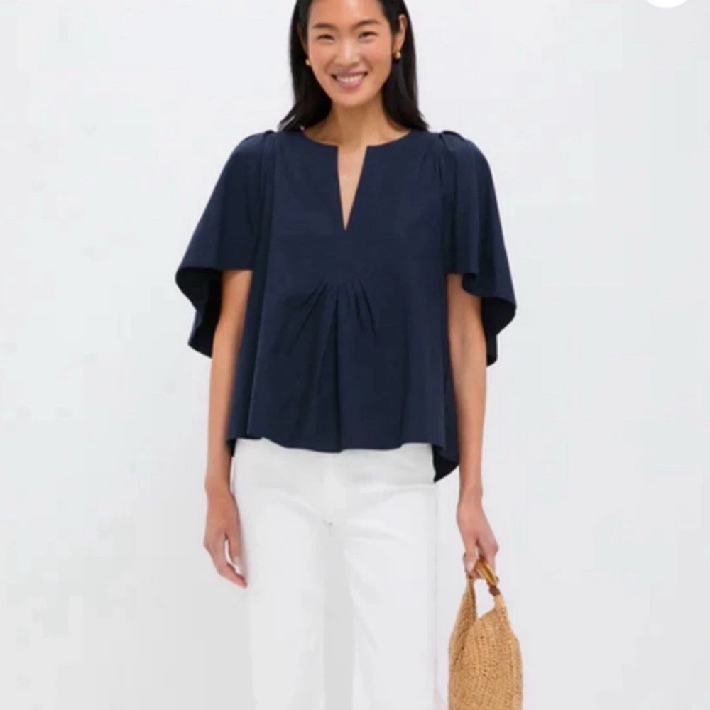 Pomander Place Black Finley Blouse with Flutter Sleeves